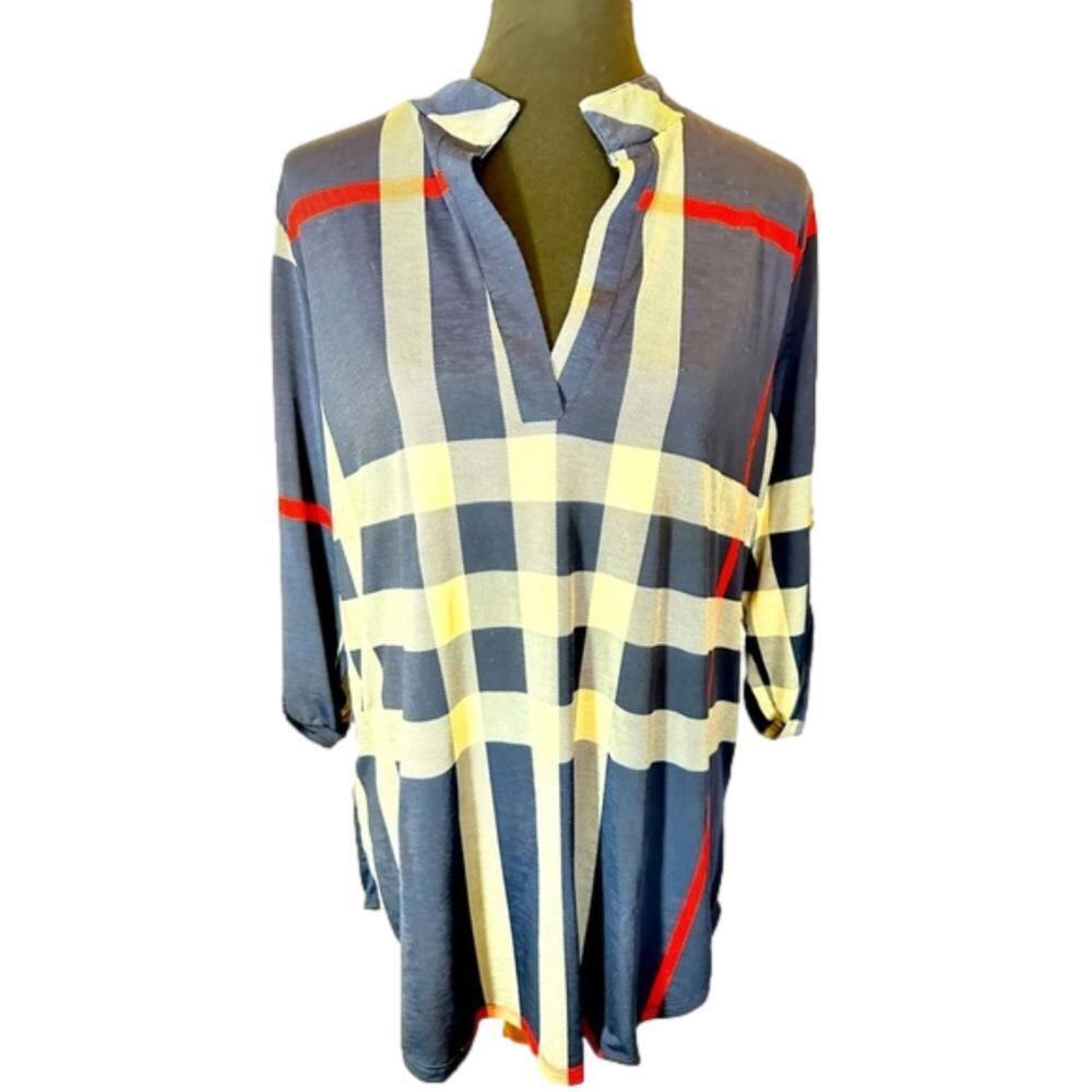 Perfectly Priscilla Plaid Tunic Top XL
